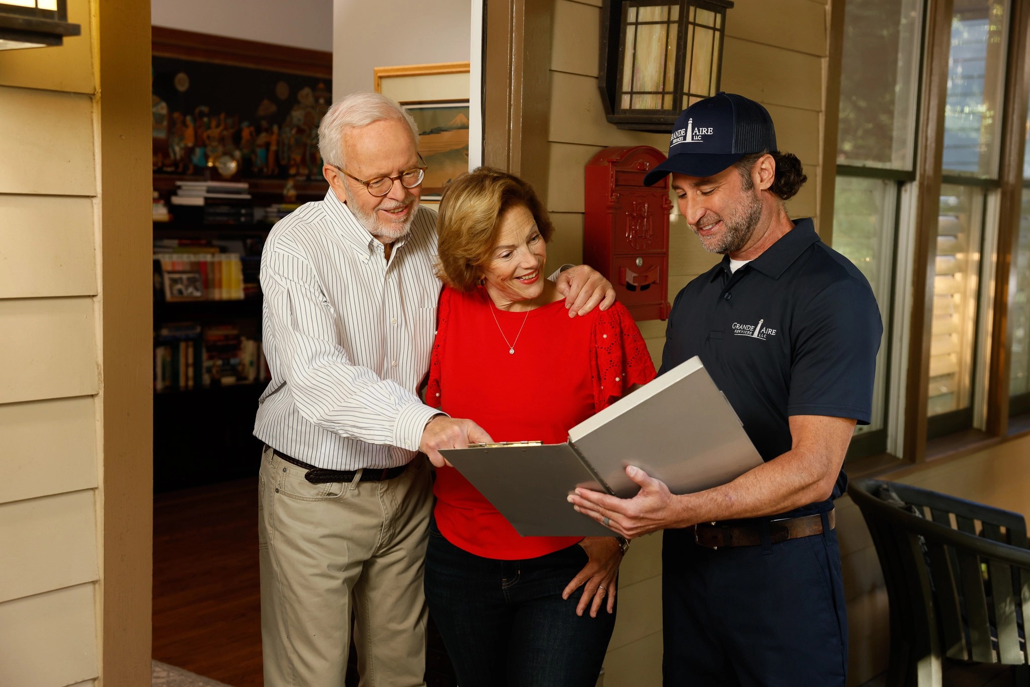 HVAC Technician Talking to Customers