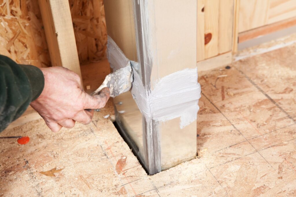 Closeup of custom ductwork sealing