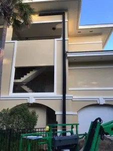 drainage system running up building