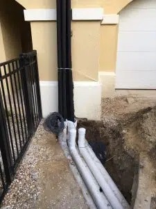 large drainage system dug up underground