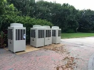 HVAC units lines up for installation